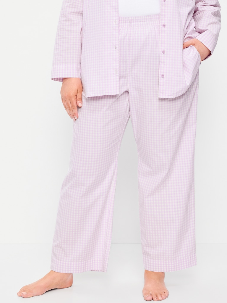 High-Waisted Poplin Pajama Pant