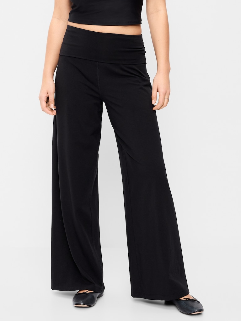 High-Waisted PowerChill Fold-Over Wide-Leg Pants