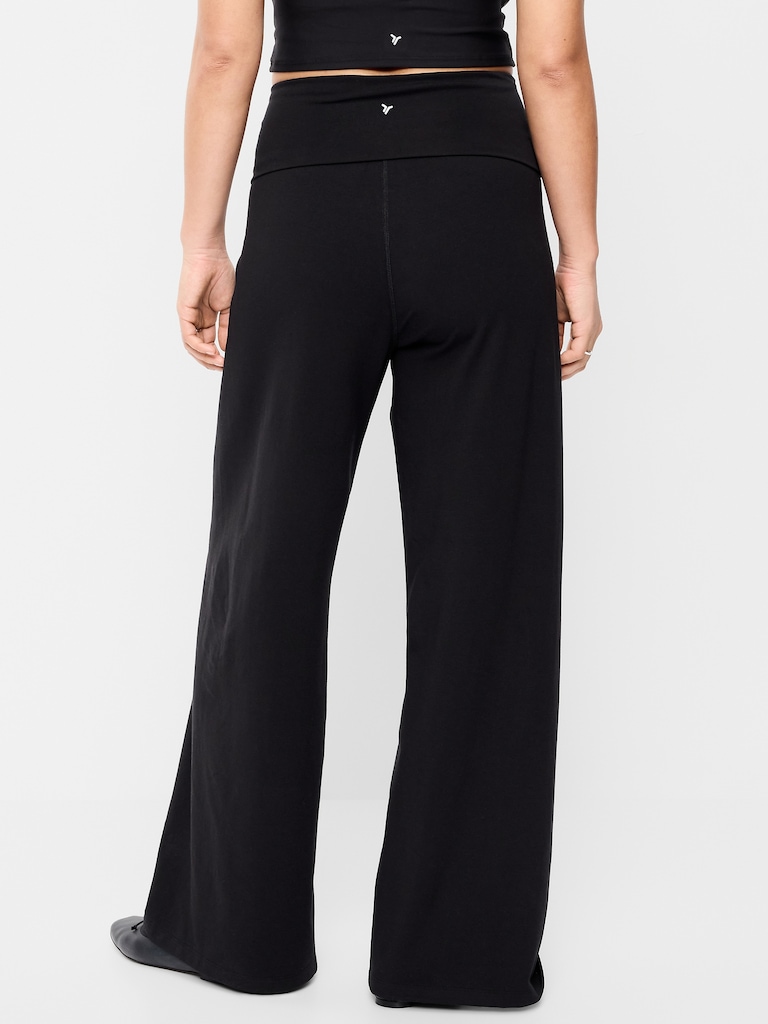 High-Waisted PowerChill Fold-Over Wide-Leg Pants