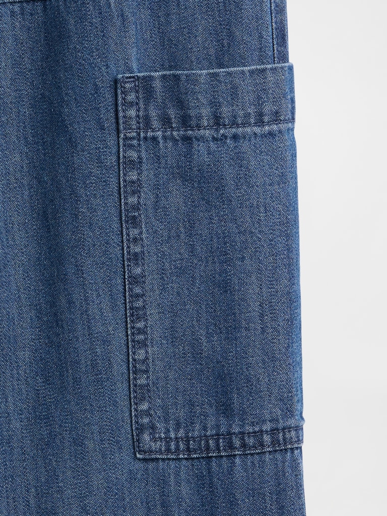 Kids Pull-On Relaxed Denim Cargo Pants