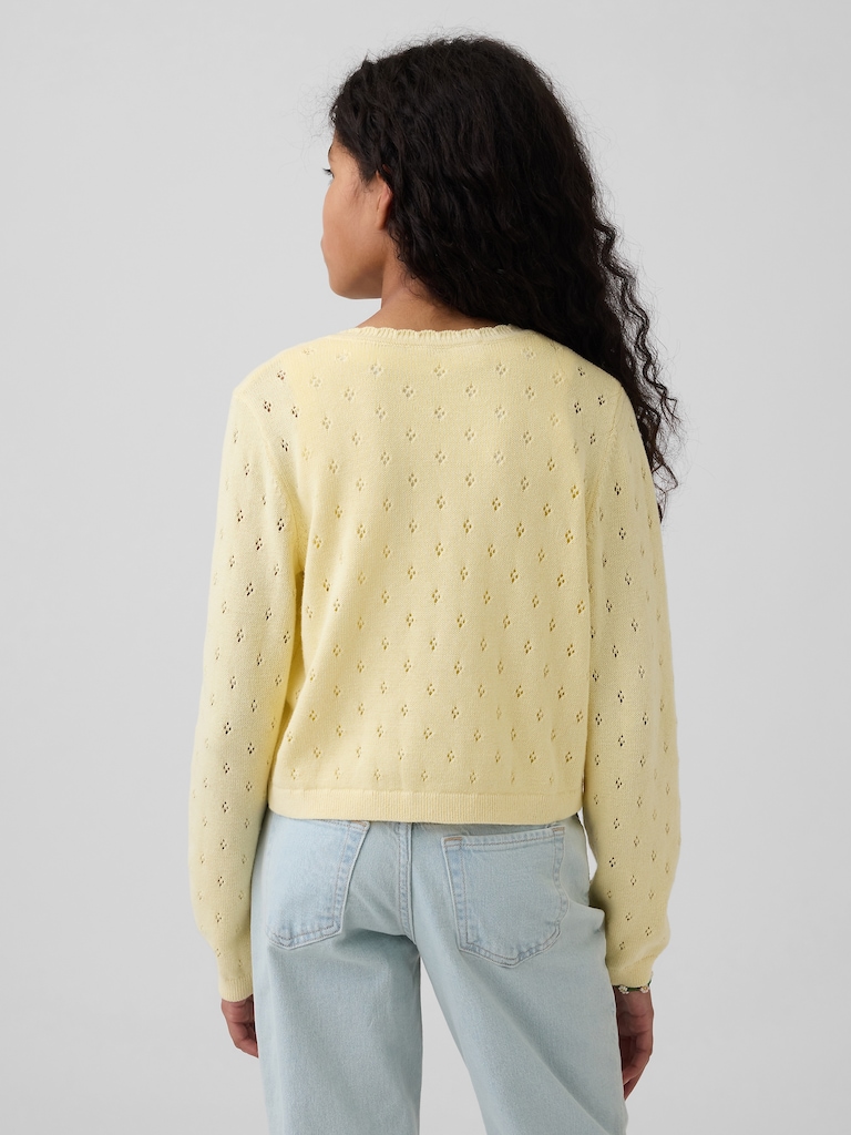 Kids Pointelle Cardigan Sweater