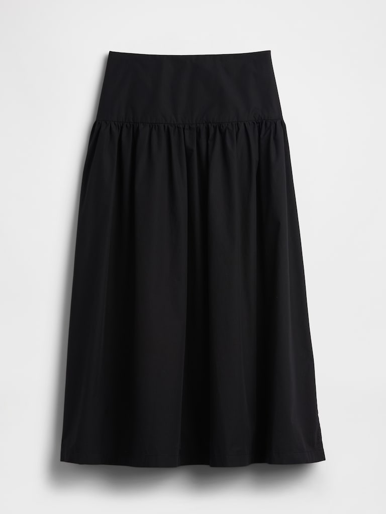 Poplin Drop-Waist Maxi Skirt