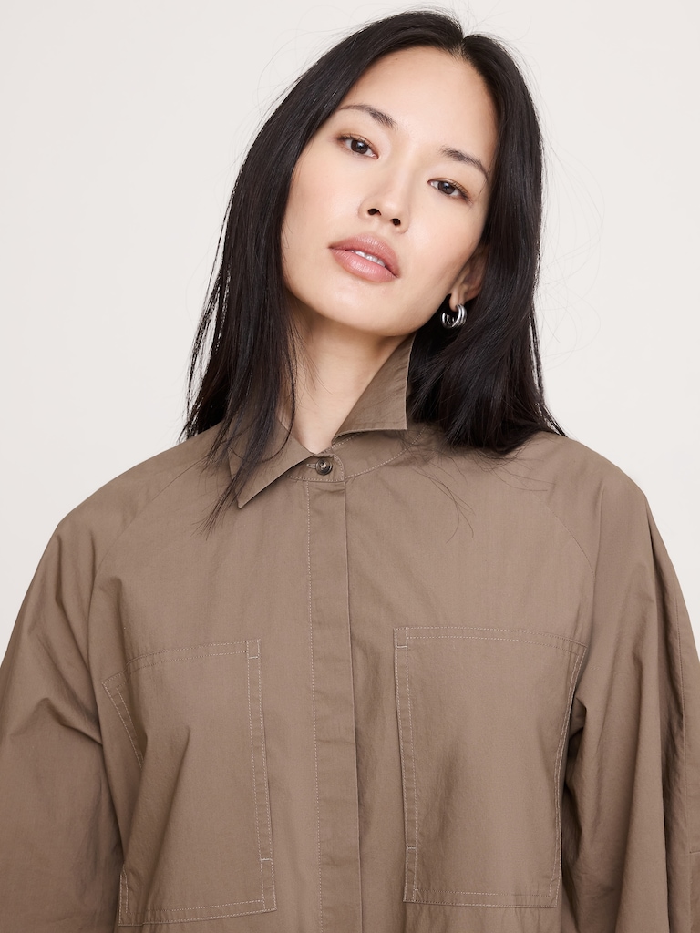 Cotton Poplin Mini Shirtdress