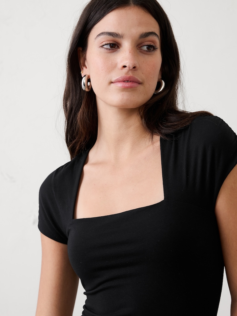 New Soft Stretch Square-Neck Bodysuit