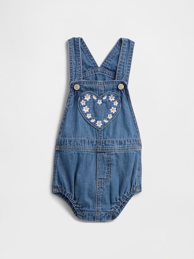 Baby Embroidered Denim Shortalls
