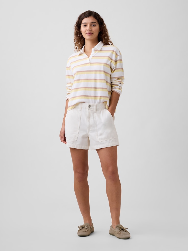 4" High Rise Denim Utility Shorts