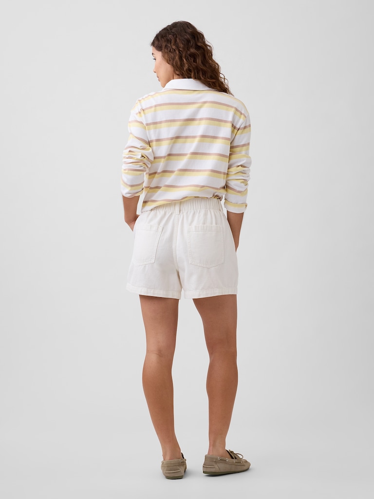 4" High Rise Denim Utility Shorts