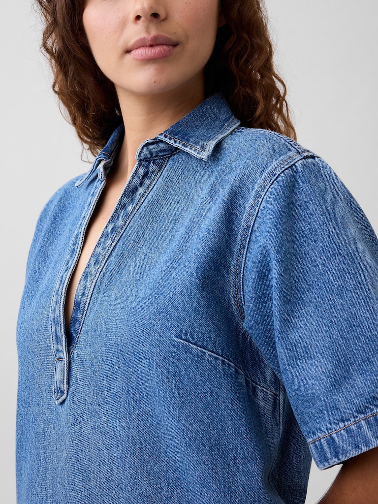 Relaxed Mini Denim Shirtdress