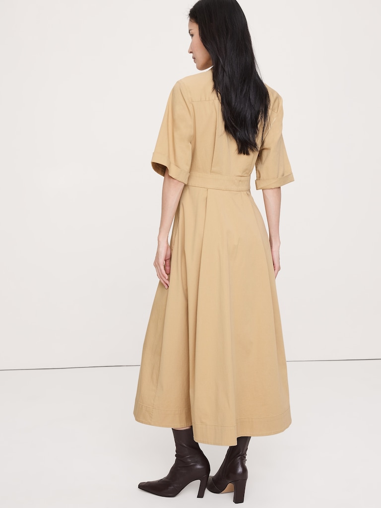 Stretch-Poplin Shirtdress