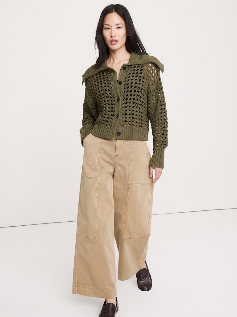 Cotton Open-Stitch Cardigan