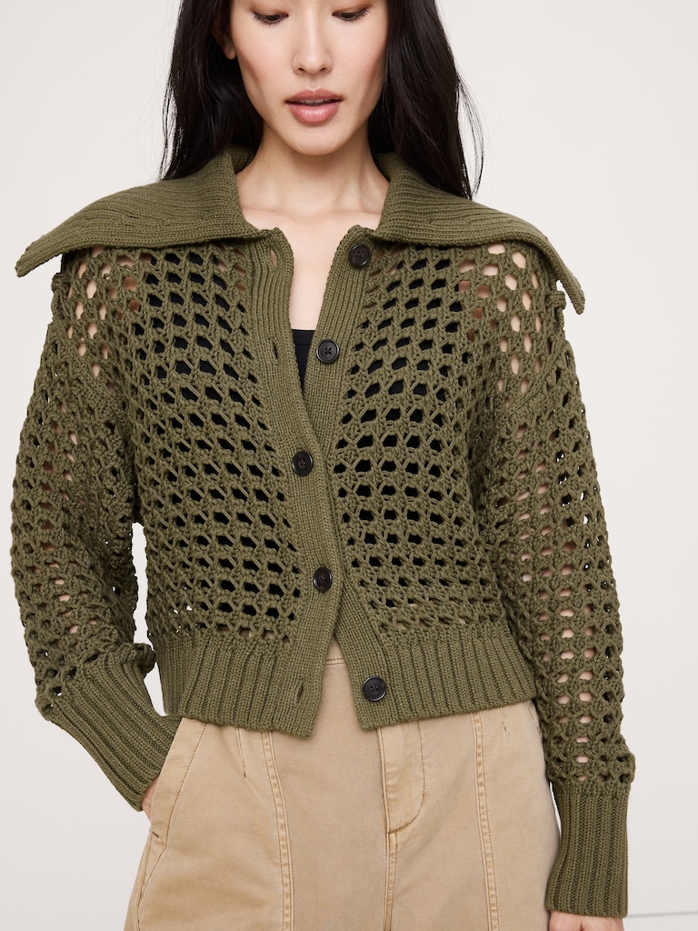 Cotton Open-Stitch Cardigan