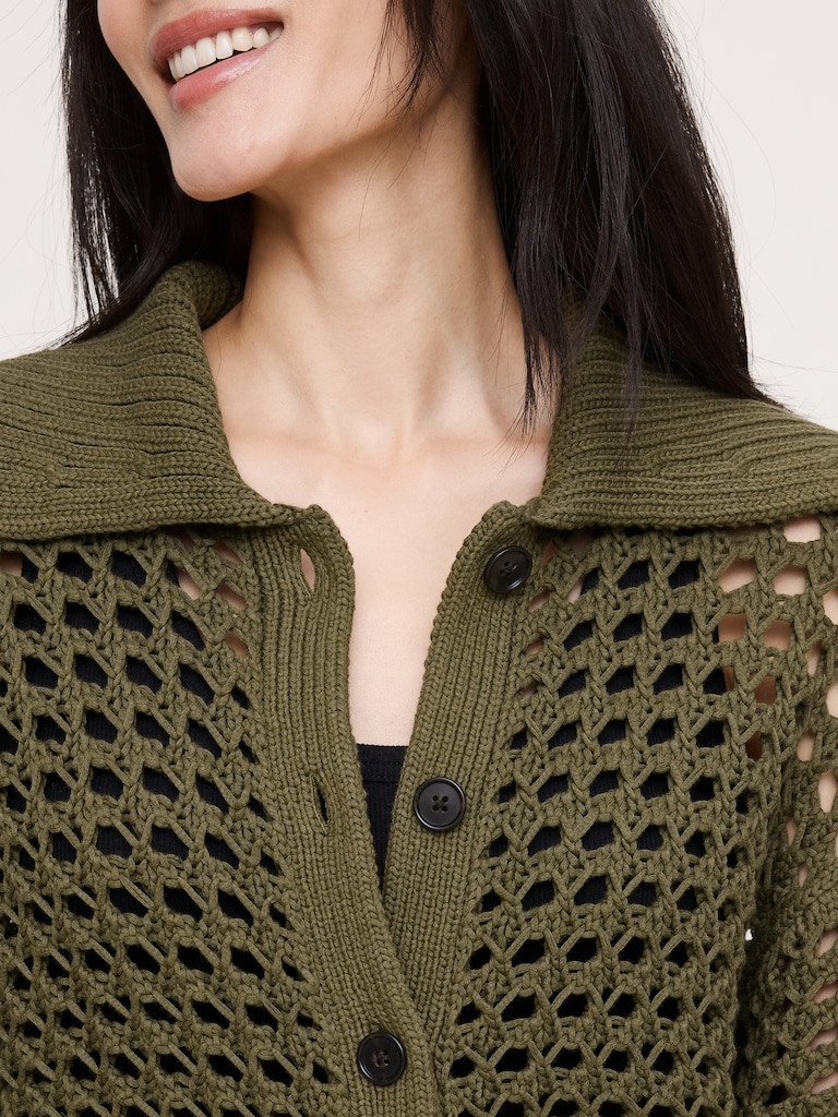 Cotton Open-Stitch Cardigan