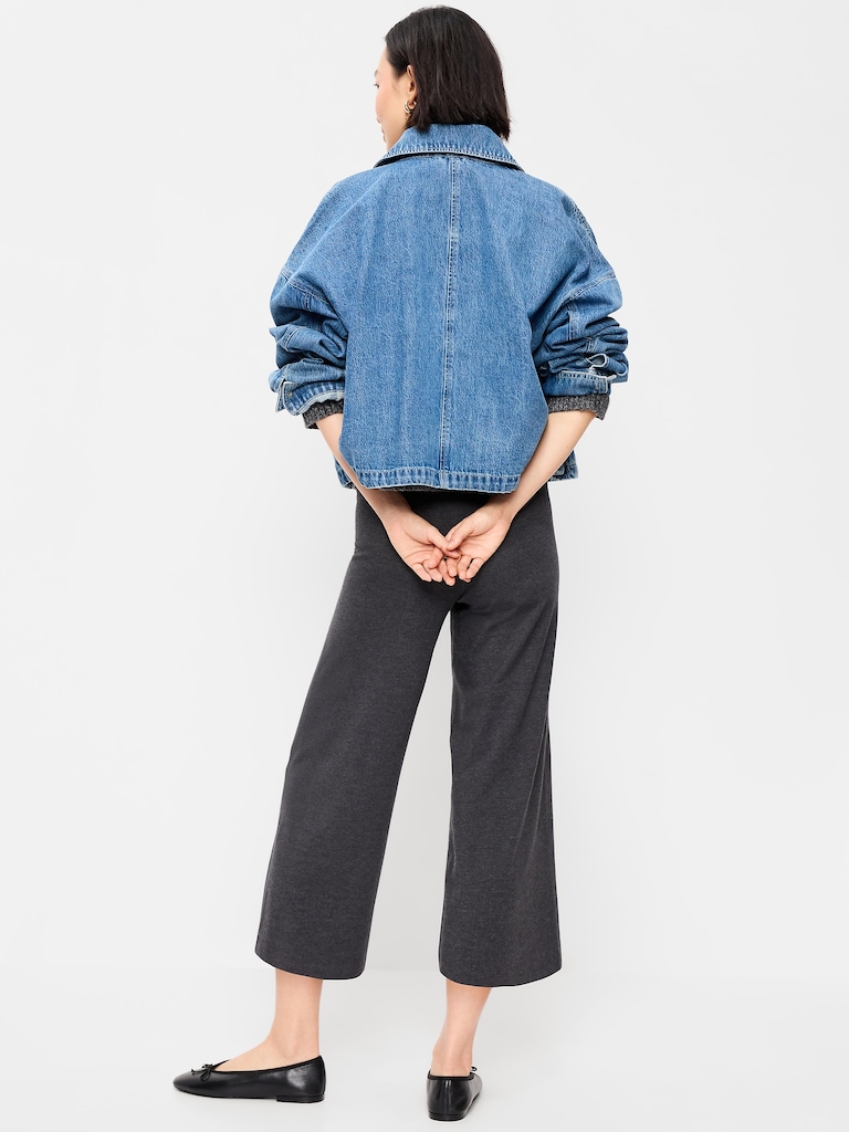 High-Waisted Fashion Wide-Leg Cropped Leggings