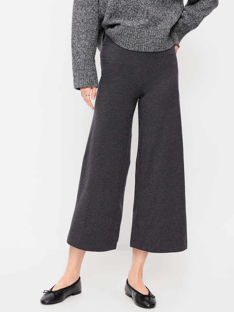 High-Waisted Fashion Wide-Leg Cropped Leggings