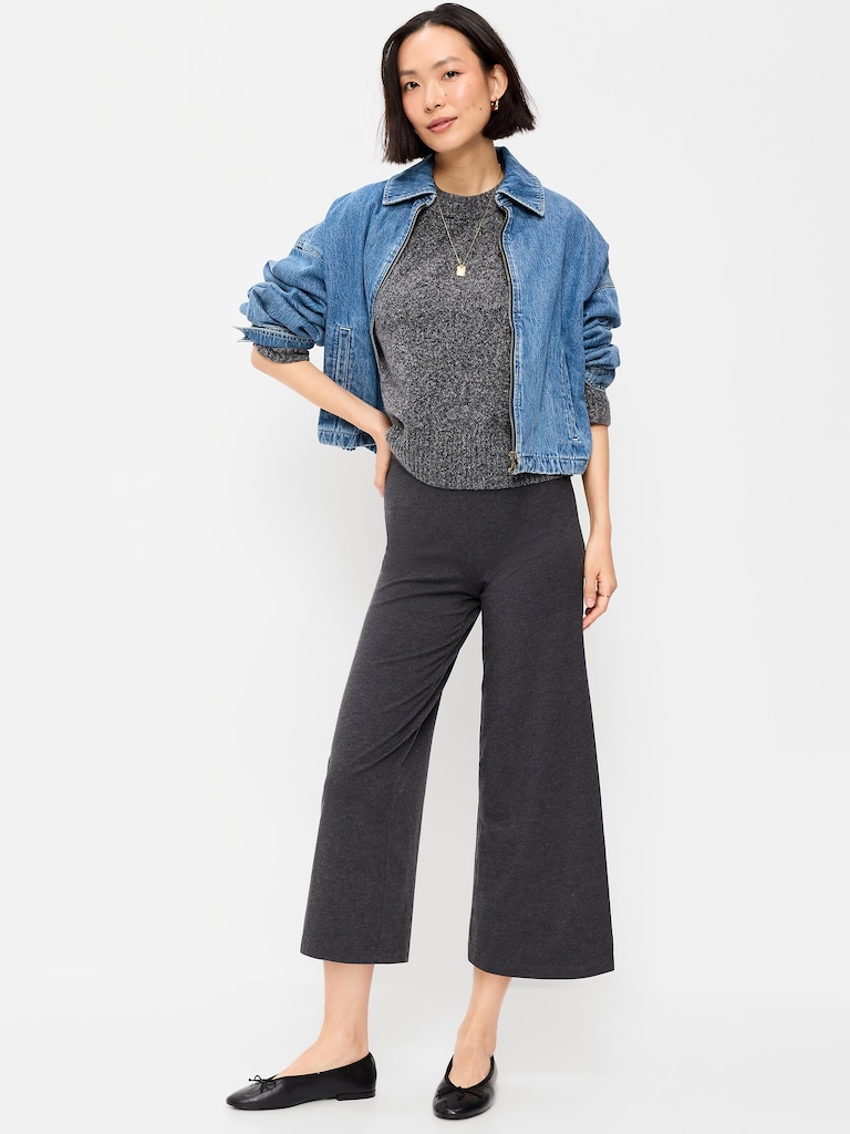 High-Waisted Fashion Wide-Leg Cropped Leggings