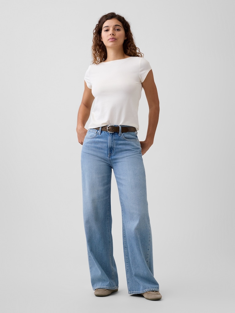 Stretch Jersey Boatneck T-Shirt