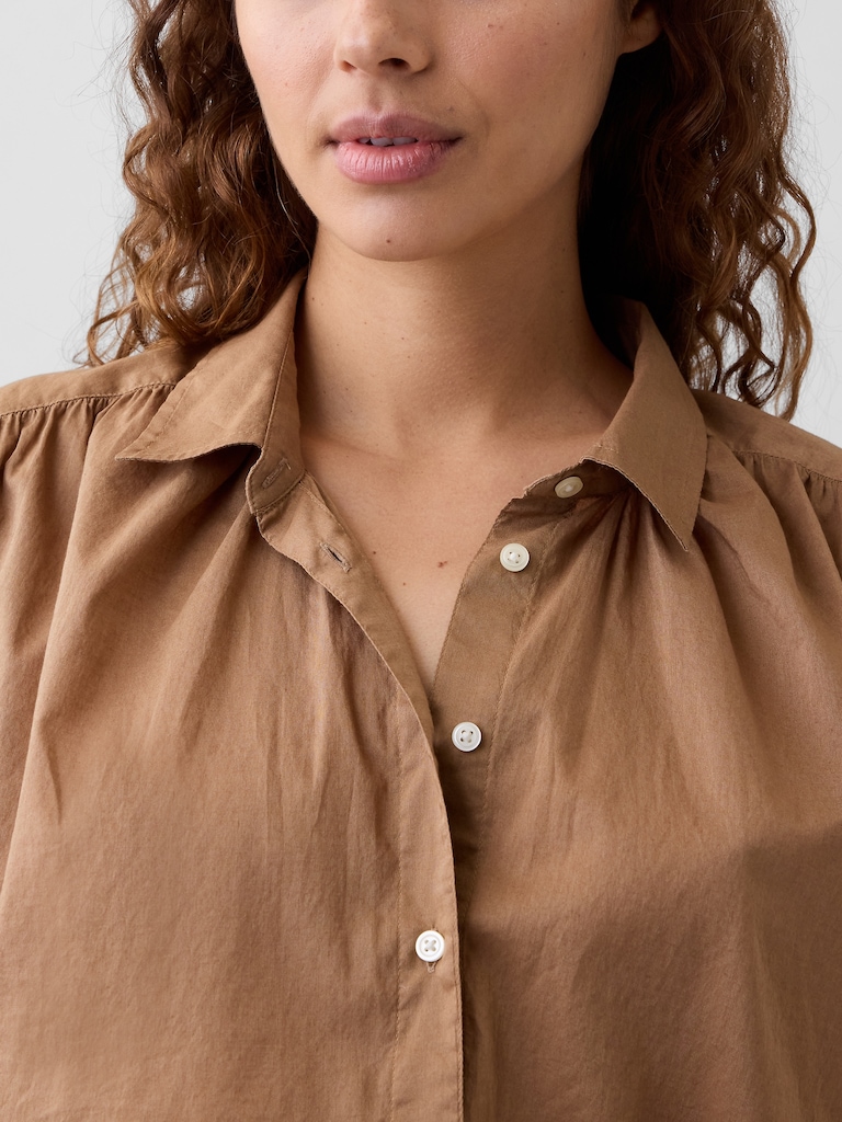 Collared Cap-Sleeve Shirt