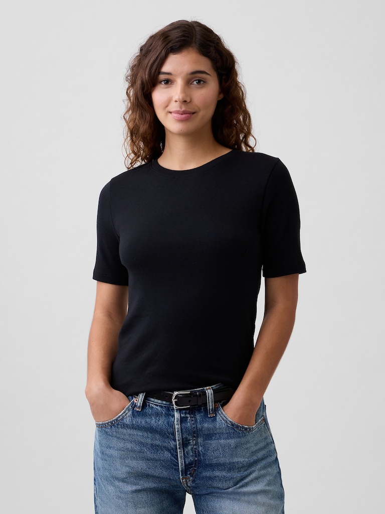 Modern Ribbed Crewneck T-Shirt