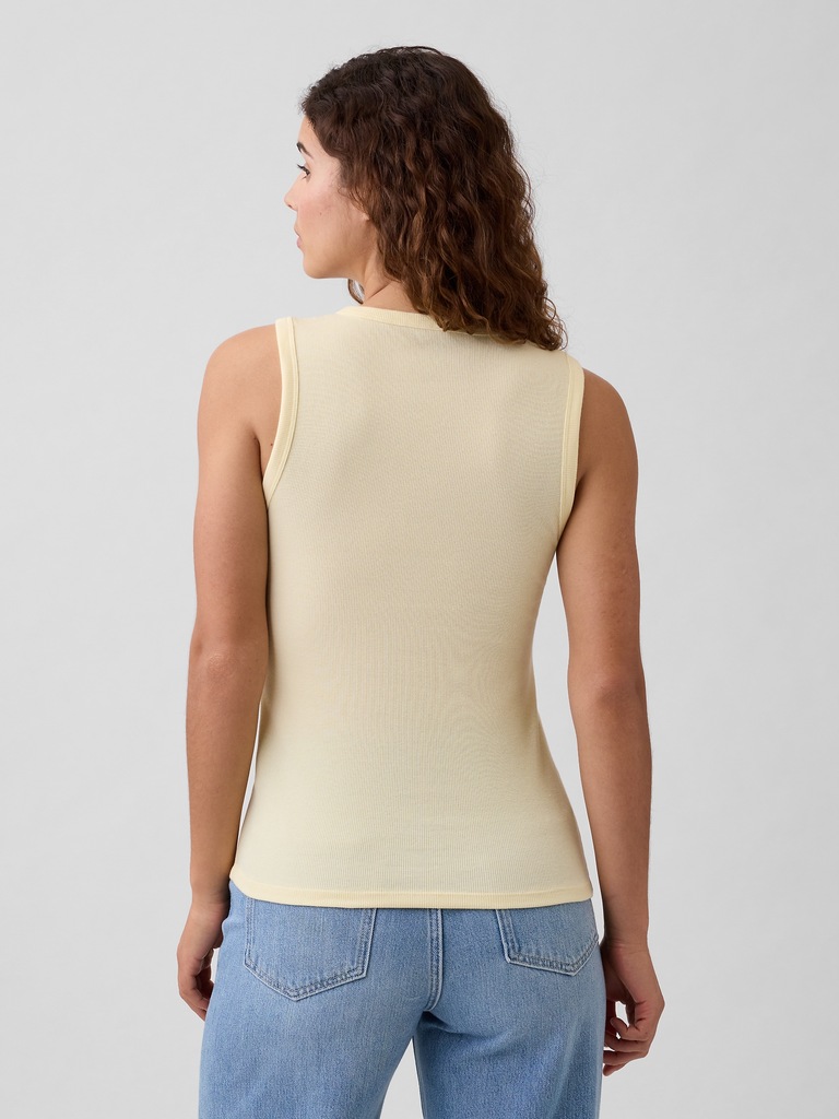 Ribbed Henley Tank Top