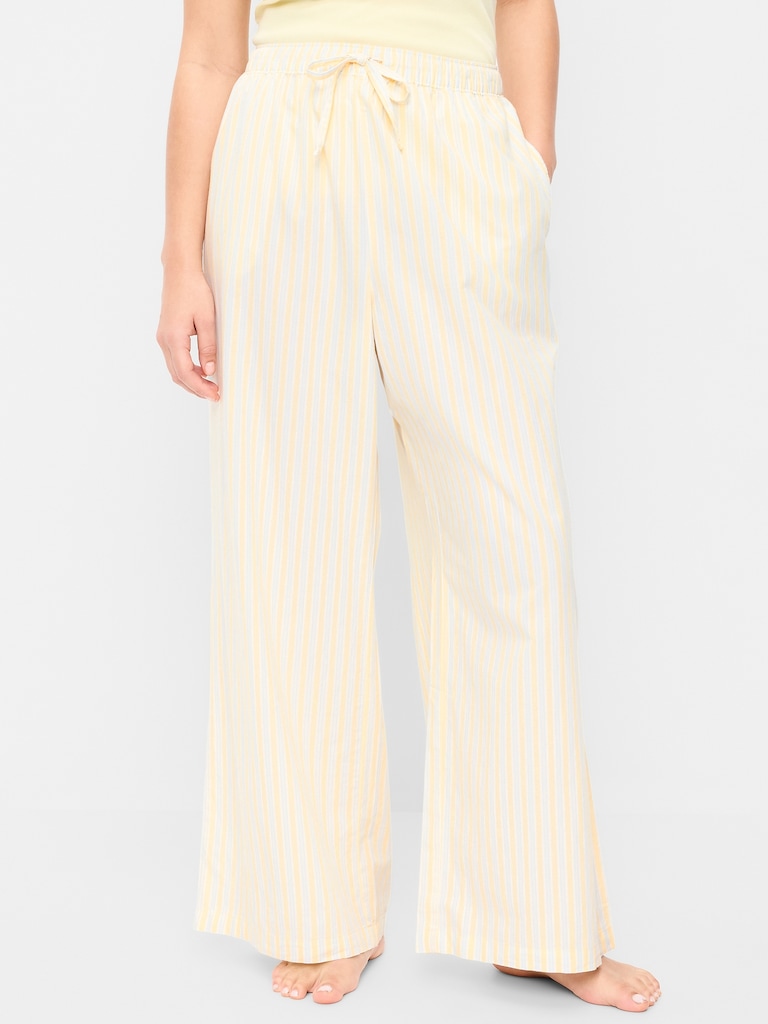 Poplin Wide-Leg Pajama Pants