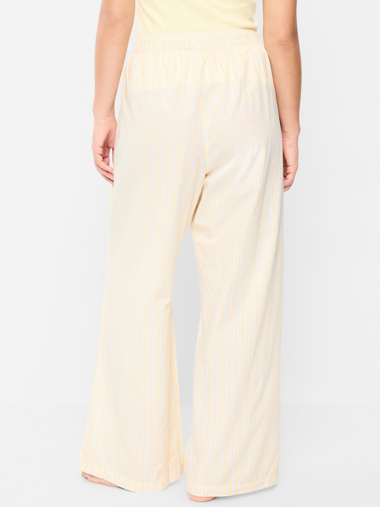 Poplin Wide-Leg Pajama Pants