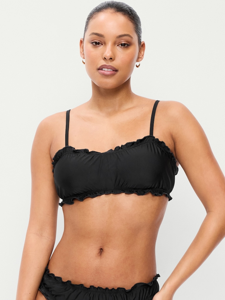 Scoop-Neck Ruffle Swim Top