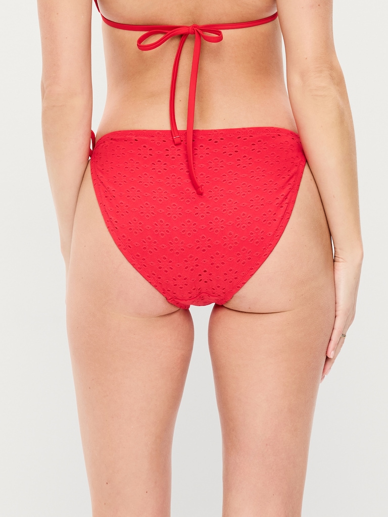 Eyelet String Bikini Swim Bottoms