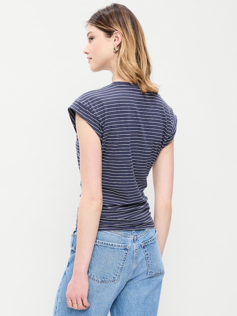 Cap-Sleeve Side-Cinch Top