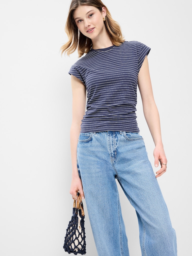 Cap-Sleeve Side-Cinch Top