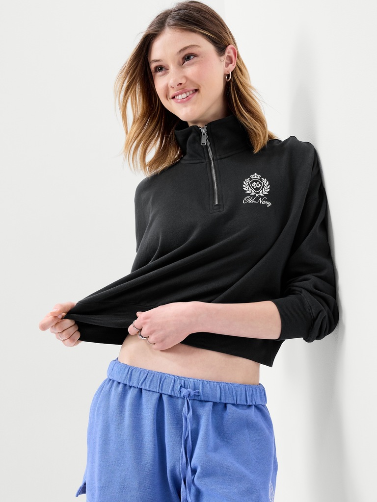 SoComfy Terry Oversized Logo Half-Zip Sweatshirt