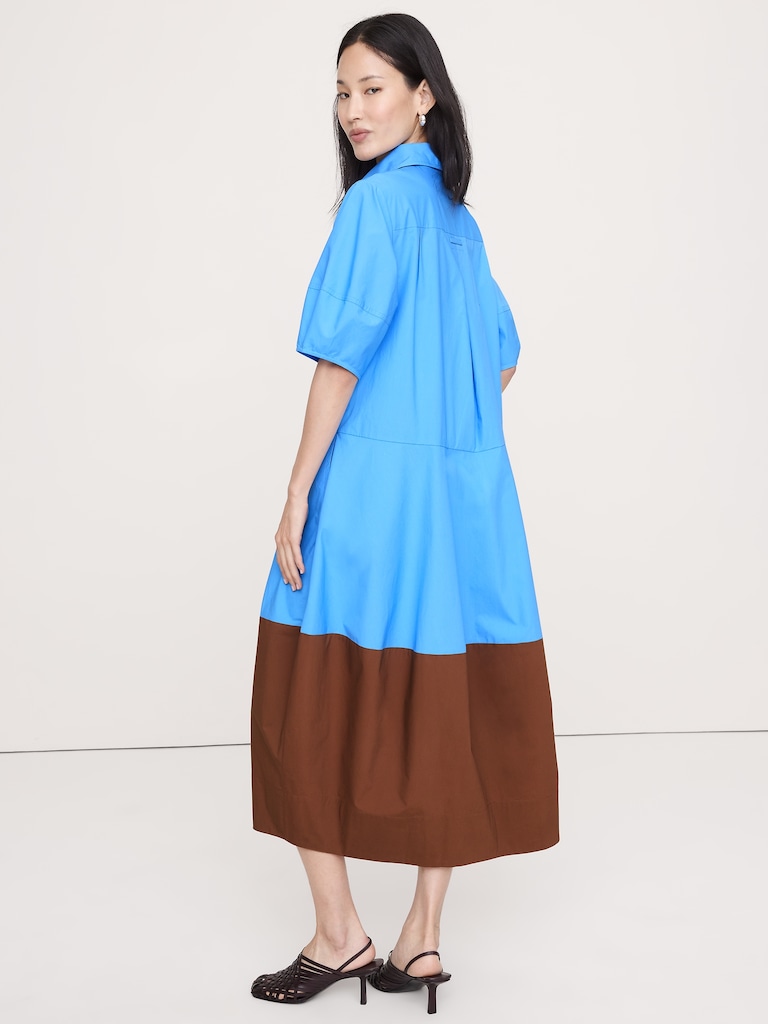 Cotton Poplin Barrel Shirt Dress