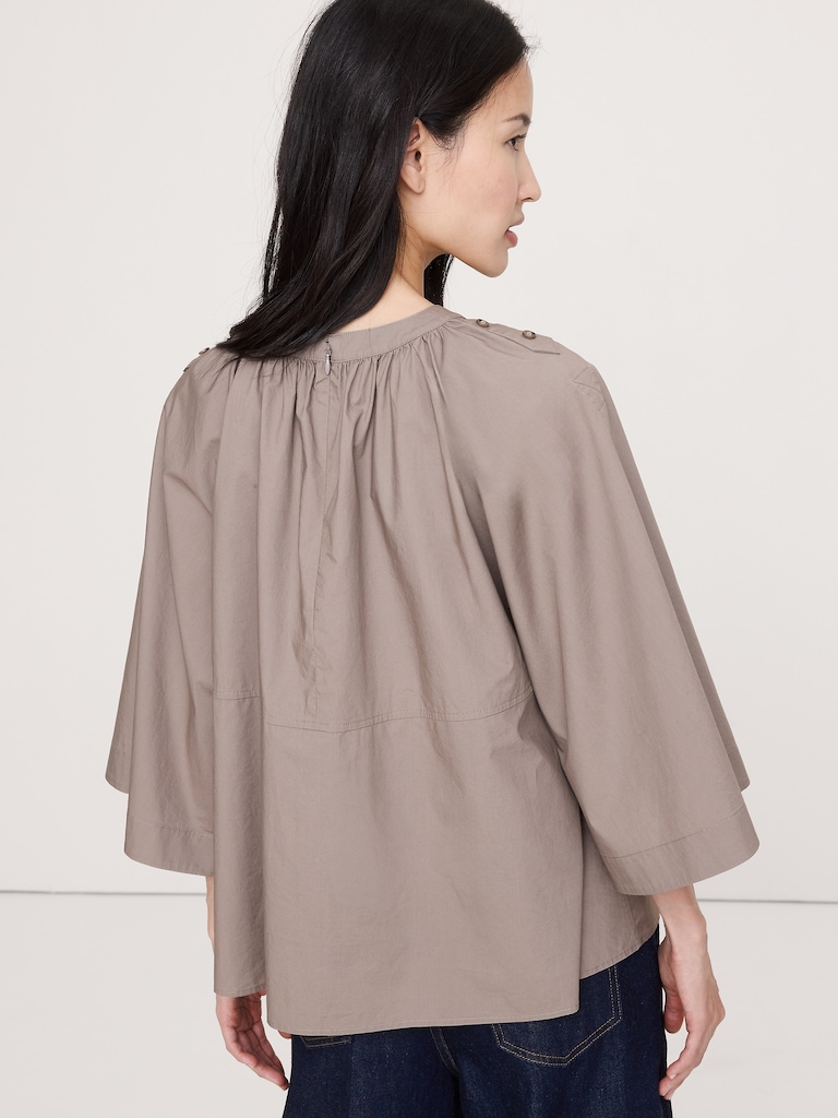 Cotton Poplin Convertible Trapeze Top