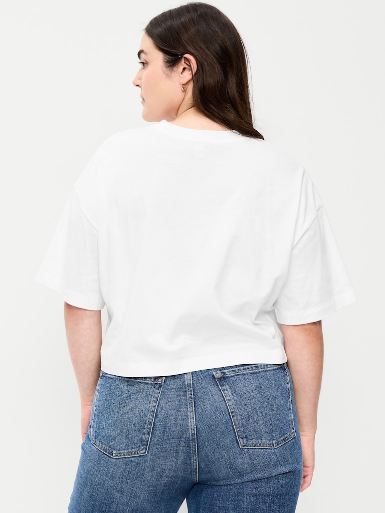 Vintage Crew-Neck Oversized Crop T-Shirt