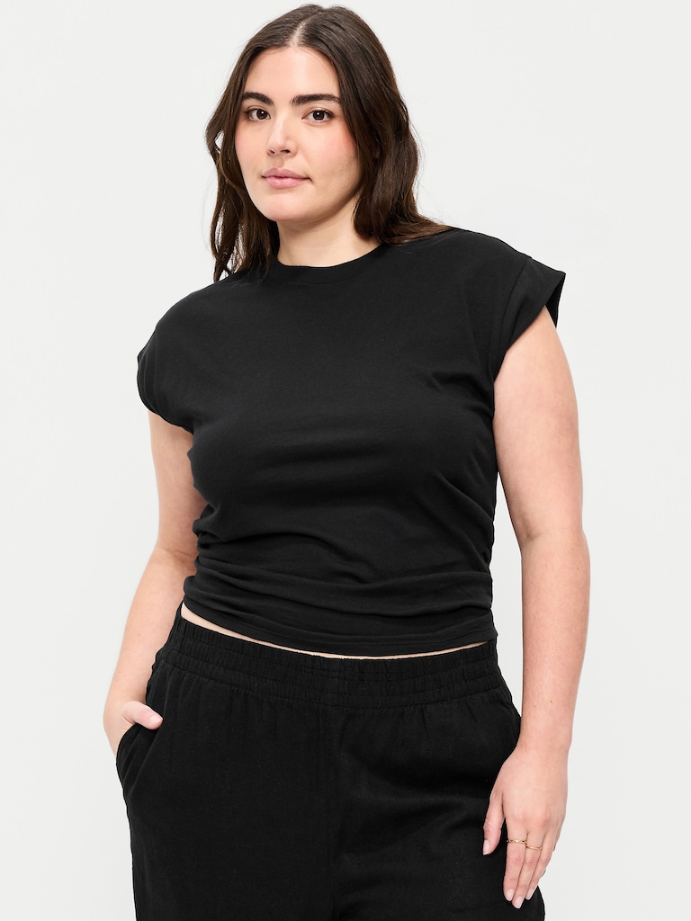 Cap-Sleeve Side-Cinch Top