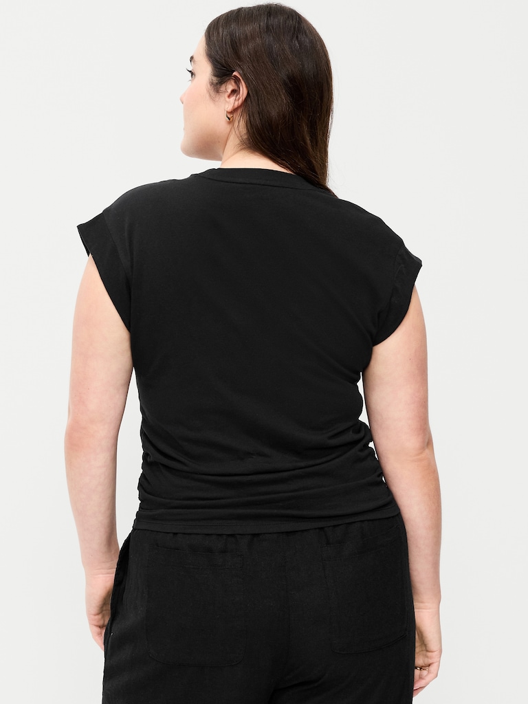 Cap-Sleeve Side-Cinch Top