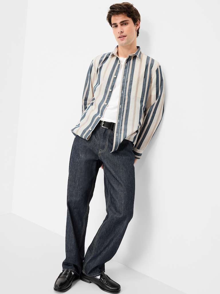 Classic Fit Everyday Striped Poplin Shirt