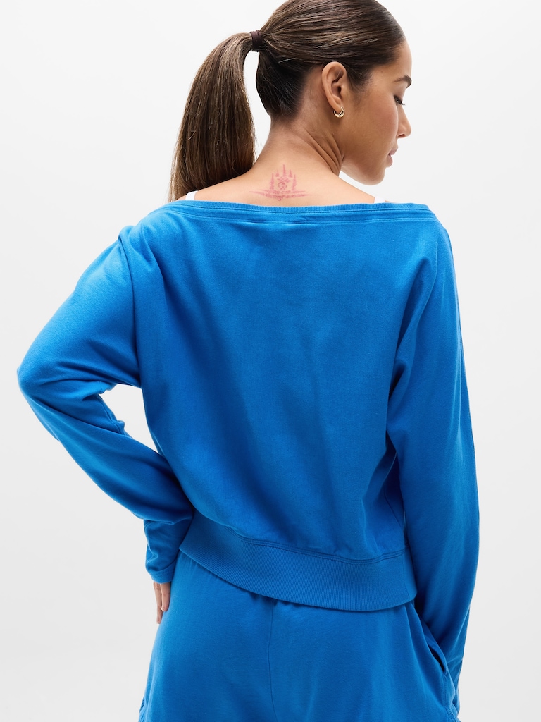 Airy Cotton Terry Boat Neck Sweatshirt