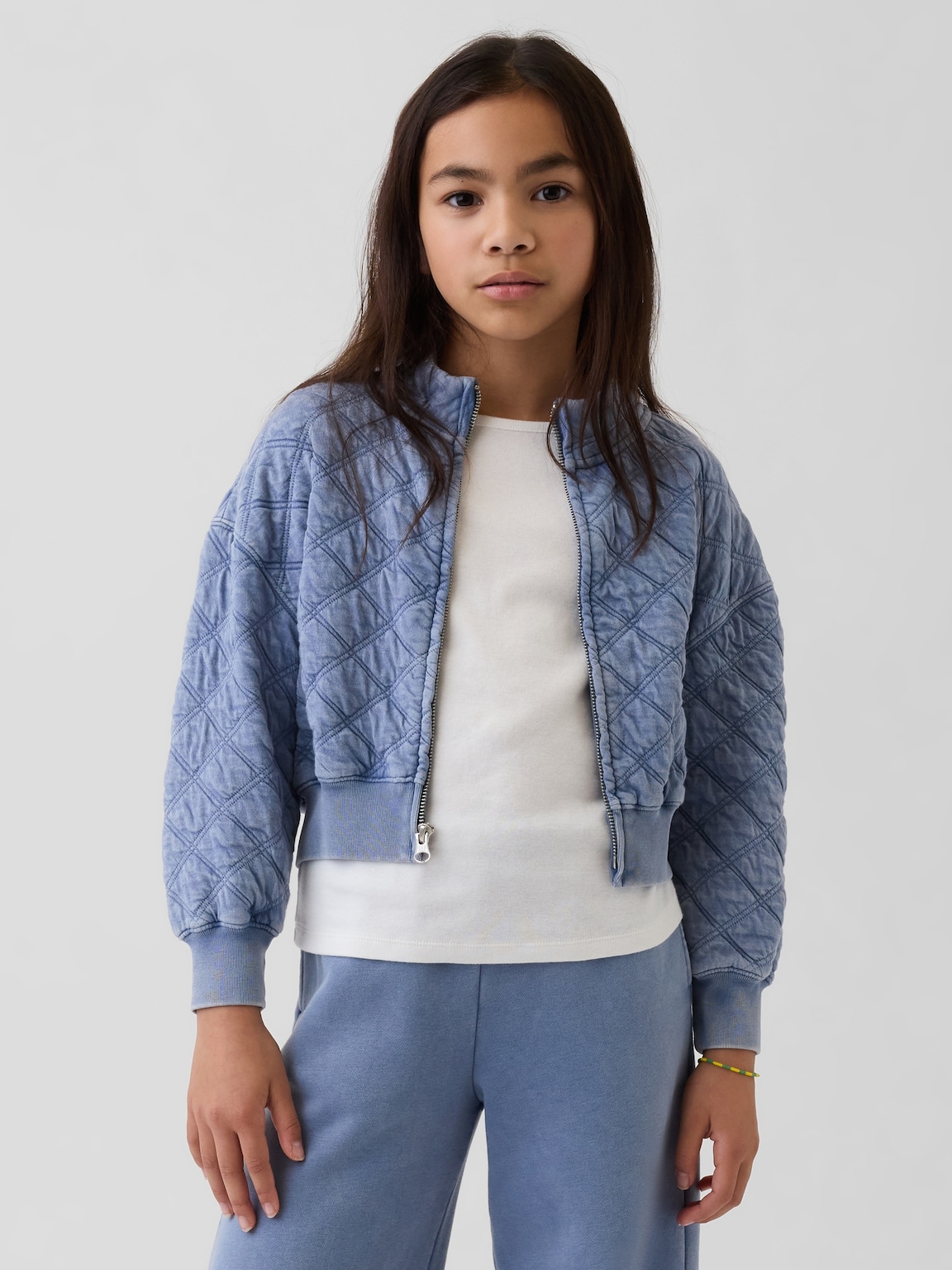 Kids Oversized Quilted Zip Jacket