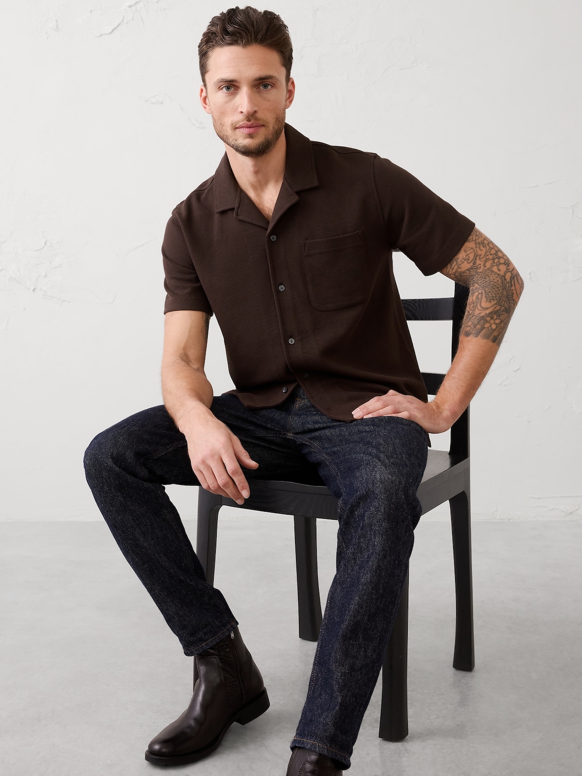 Standard-Fit Textured Resort Polo