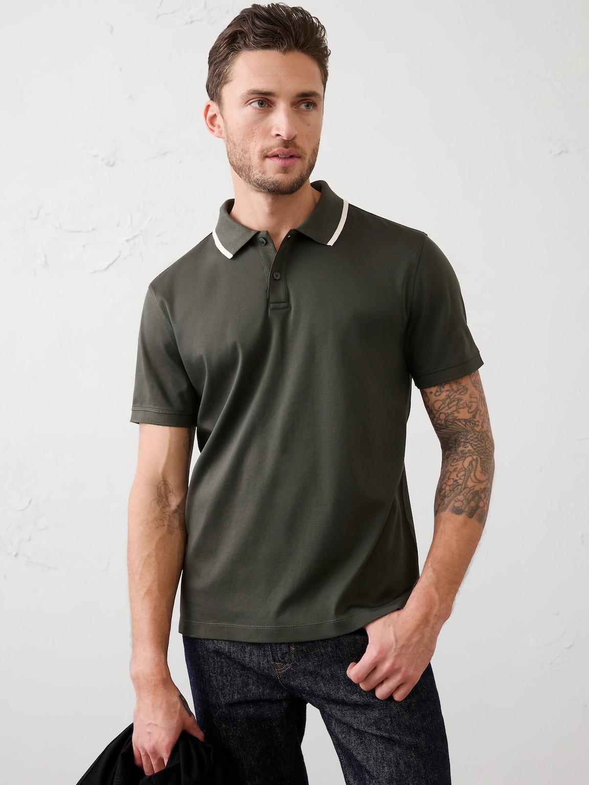 Standard-Fit Luxe Touch Tipped Polo