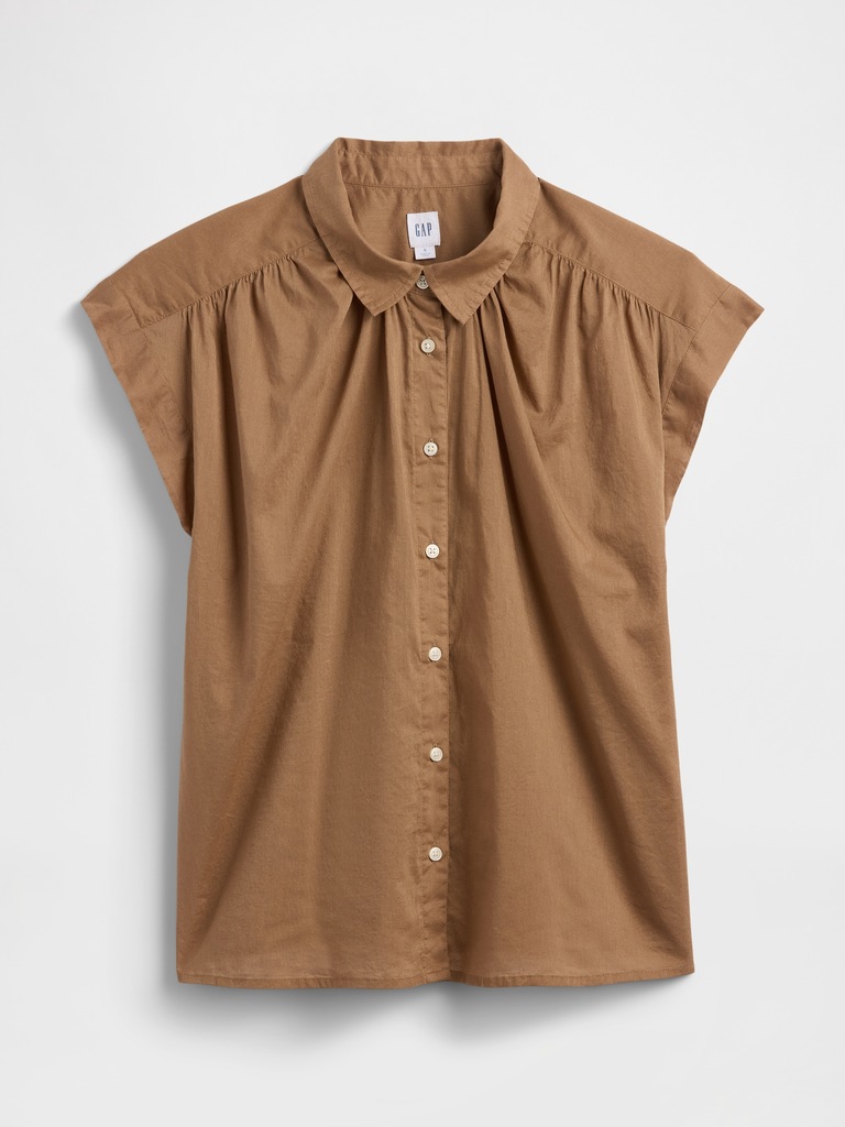 Collared Cap-Sleeve Shirt