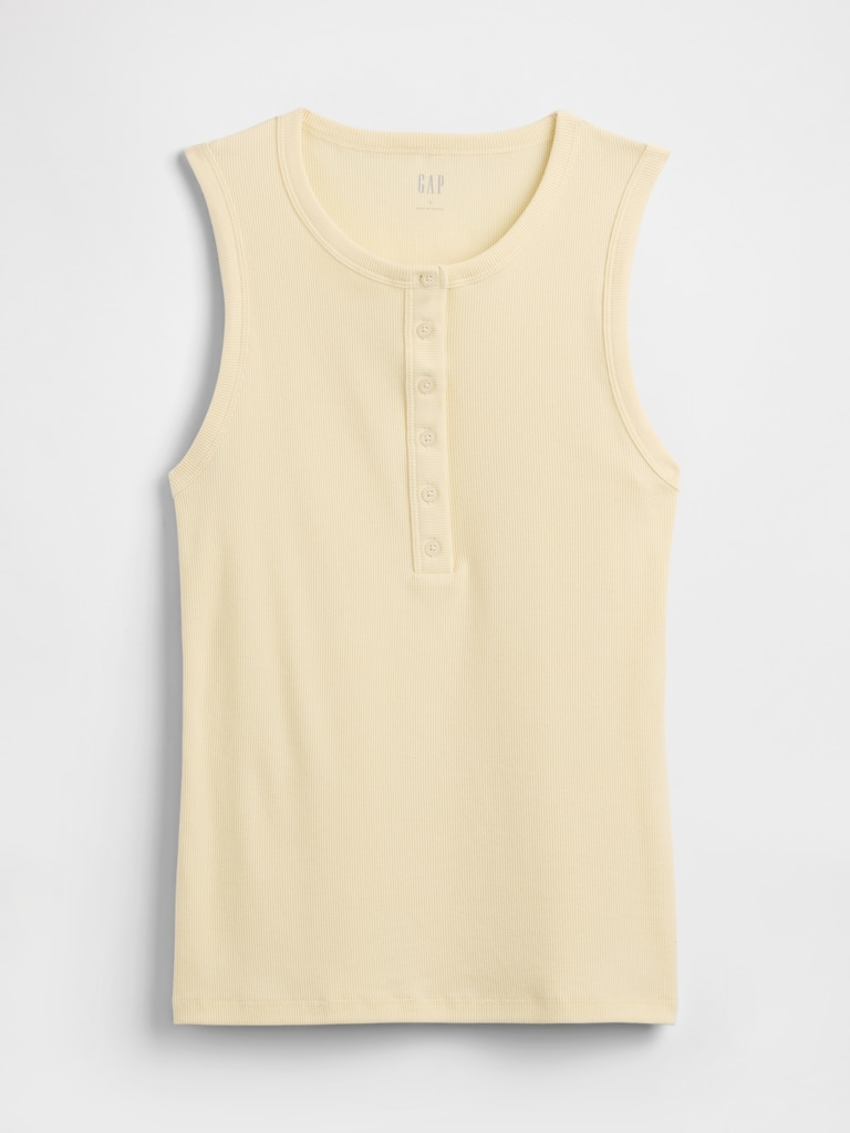 Ribbed Henley Tank Top