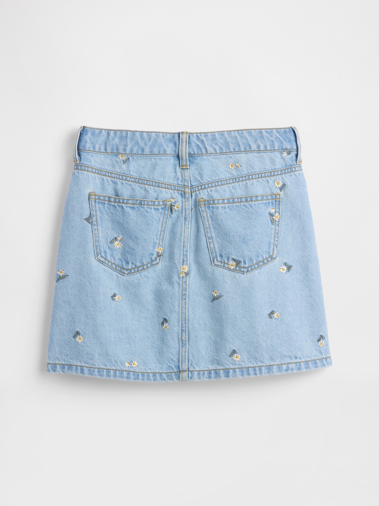 Kids Embroidered Denim Skirt