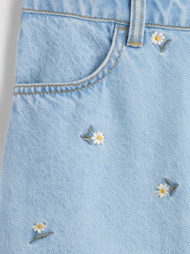Kids Embroidered Denim Skirt