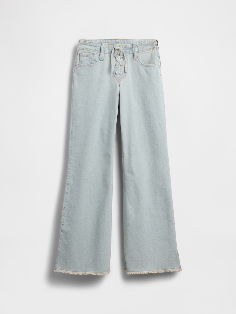Kids Low Rise Lace-Up Relaxed Flare Jeans