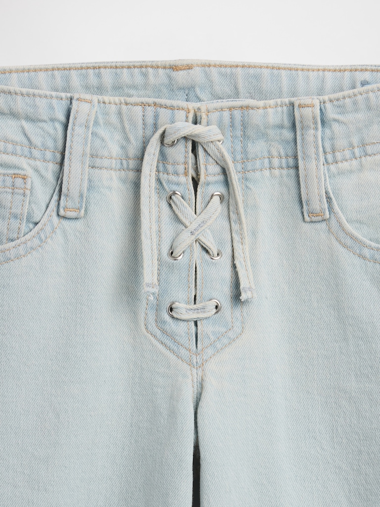 Kids Low Rise Lace-Up Relaxed Flare Jeans
