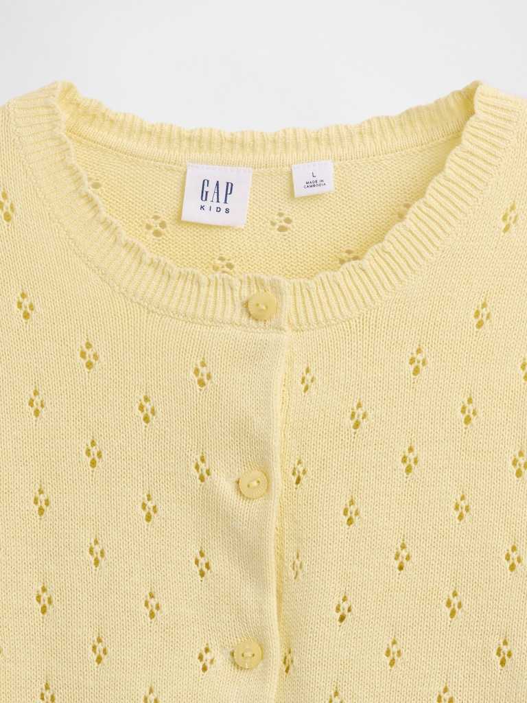 Kids Pointelle Cardigan Sweater
