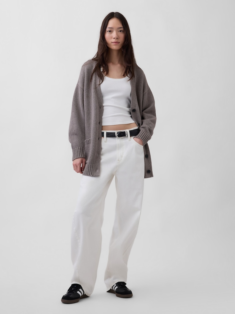 100% Cotton Oversized Boyfriend Cardigan Sweater