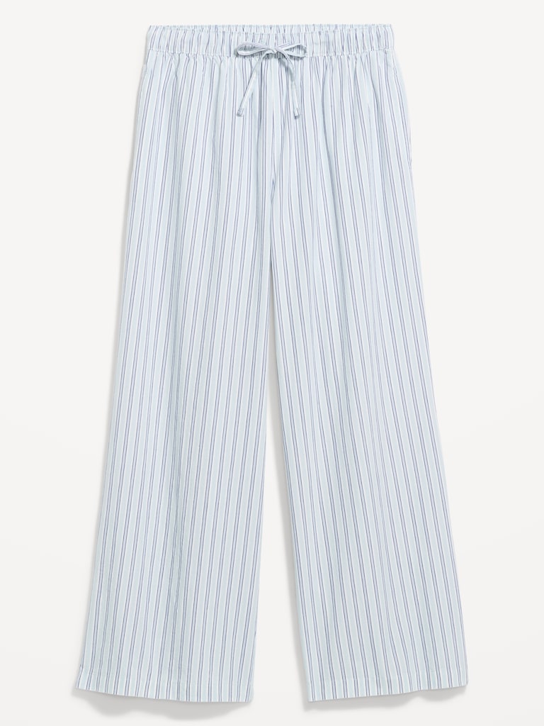 Poplin Wide-Leg Pajama Pants
