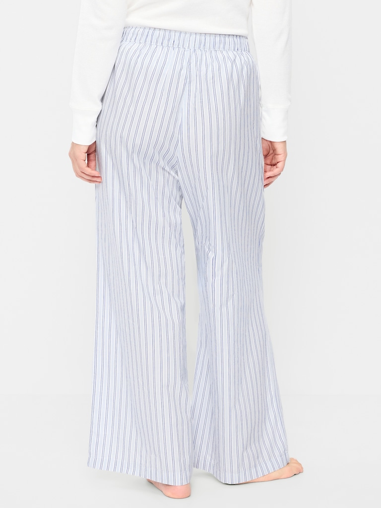 Poplin Wide-Leg Pajama Pants